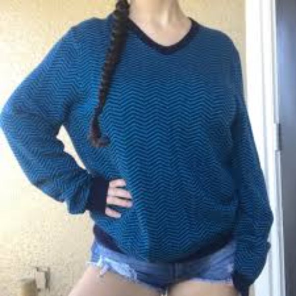 TASSO ELBA Grey Chevron Wool Blend Grandpa Sweater - Picture 2 of 14